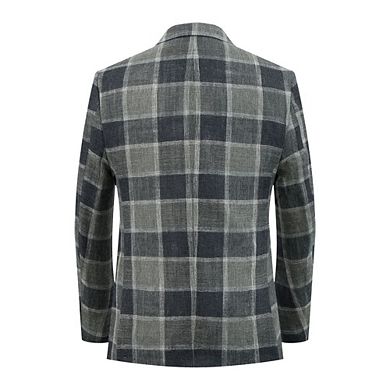 Elie Balleh Slim Fit Men's Big Plaid Sports Blazer