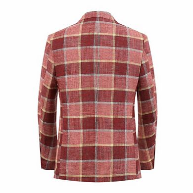 Elie Balleh Boys Slim Fit Big Plaid Blazer
