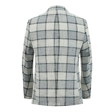 Elie Balleh Boys Slim Fit Big Plaid Blazer