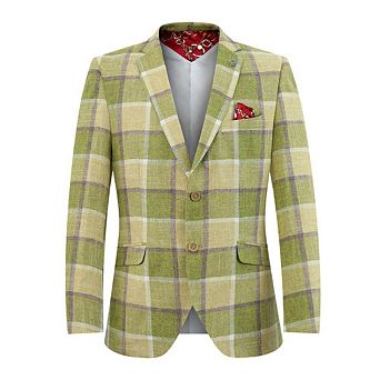 Elie Balleh Boys Slim Fit Big Plaid Blazer