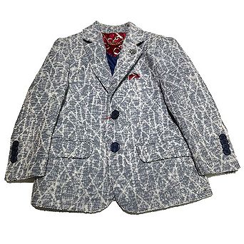 Elie Balleh Boys Slim Fit Geometric Pattern Blazer
