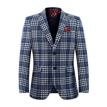 Elie Balleh Boys Slim Fit Buffalo Plaid Blazer