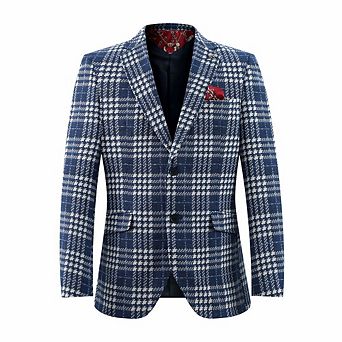 Elie Balleh Boys Slim Fit Buffalo Plaid Blazer