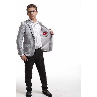 Elie Balleh Boys Slim Fit Crushed Velvet Blazer Jacket