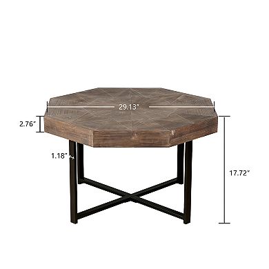 Wood Octagonal Vintage Wooden Coffee Table