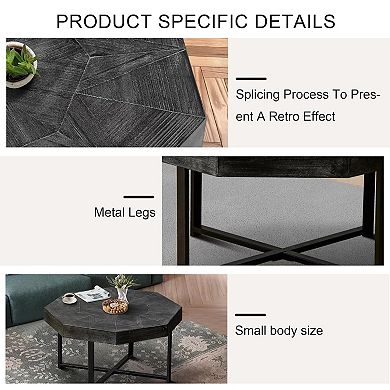 Wood Octagonal Vintage Wooden Coffee Table