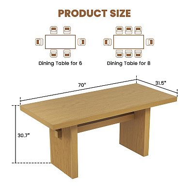 70" Wooden Rectangular Dining Table