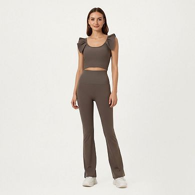 Womens's High Waist Flare Sweatpants with Slim Fit Stretch Fabric