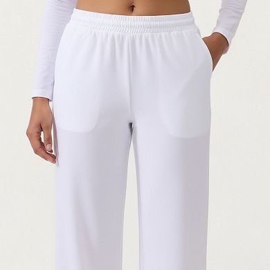 Womens's High Waist Wide Leg Sweatpants with Drawstring Waistband