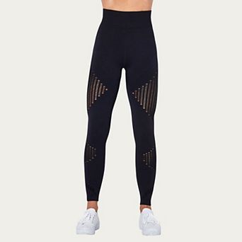 Womens's Seamless High Waist Patterned Leggings with Ribbed Details and Contouring Panels