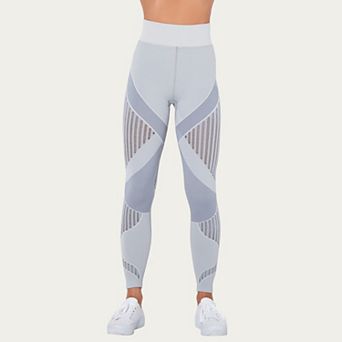 Womens's Seamless High Waist Patterned Leggings with Ribbed Details and Contouring Panels