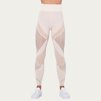 Womens's Seamless High Waist Patterned Leggings with Ribbed Details and Contouring Panels