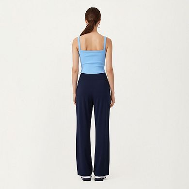 Womens's High Waist Wide Leg Sweatpants with Side Pockets and Smooth Stretch Fabric