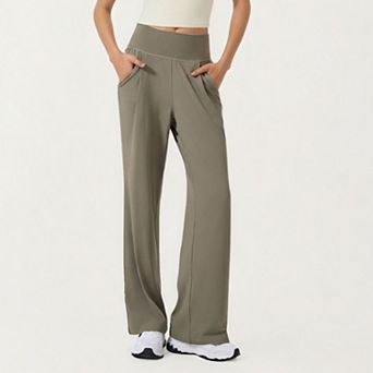 Womens's High Waist Wide Leg Sweatpants with Side Pockets and Smooth Stretch Fabric