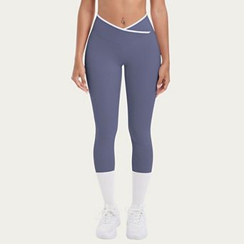 Womens's High Waist Crossover Leggings with Contoured Fit and V-Shaped Waistband