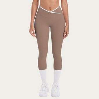 Womens's High Waist Crossover Leggings with Contoured Fit and V-Shaped Waistband