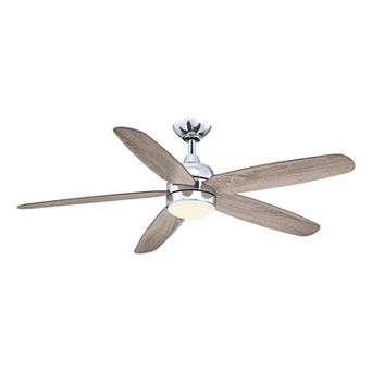 Modern 52" Chrome Reversible Blades Ceiling Fan with Light and Remote