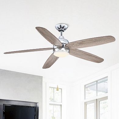 Modern 52" Chrome Reversible Blades Ceiling Fan with Light and Remote