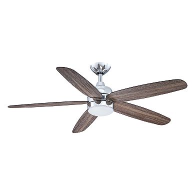 Modern 52" Chrome Reversible Blades Ceiling Fan with Light and Remote