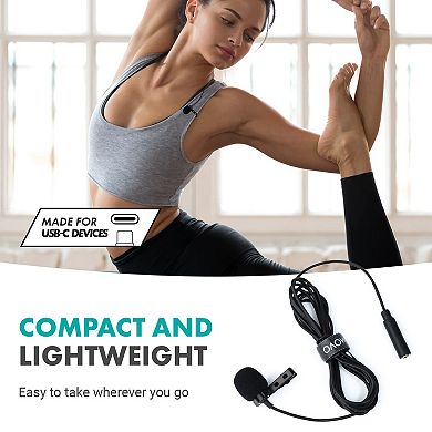Movo uLav - Wired Omnidirectional USB-C Lavalier Clip On Microphone