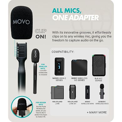 Movo WMX-HM Handheld Interview Mic Handle for Wireless Microphone Transmitters