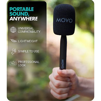 Movo WMX-HM Handheld Interview Mic Handle for Wireless Microphone Transmitters