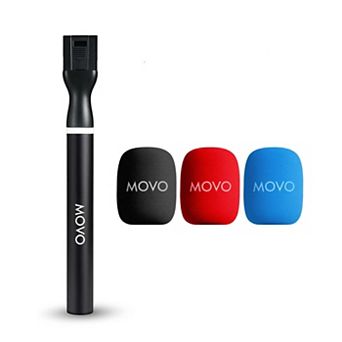 Movo WMX-HM2 Handheld Interview Mic Adapter for Wireless Microphones with 3 Color Windscreens