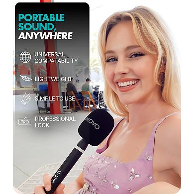 Movo WMX-HM2 Handheld Interview Mic Adapter for Wireless Microphones with 3 Color Windscreens