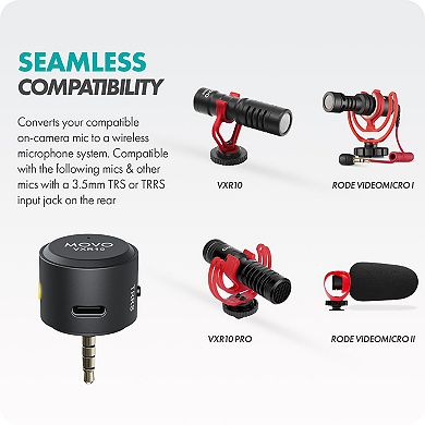 Movo WM-VXR10 Wireless Shotgun Mic Adapter for Camera/DSLR/3.5mm/TRS