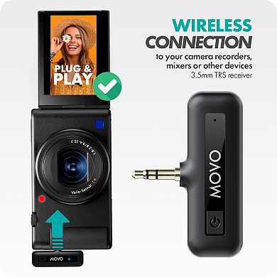 Movo WM-VXR10 Wireless Shotgun Mic Adapter for Camera/DSLR/3.5mm/TRS
