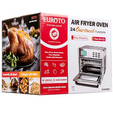 EUROTO Stainless Steel Large Capacity 26.8 QT Air Fryer Oven, 24 in 1