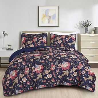 ESCA Blue Floral Quilt Set