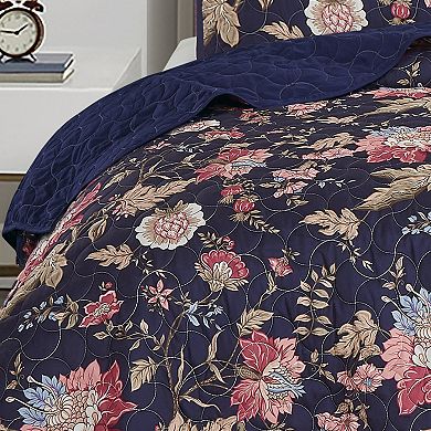 ESCA Blue Floral Quilt Set