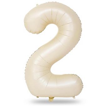 40 Inch Giant Cream 2 Balloons for 2Nd Birthday, Anniversary, and Party Decorations Supplies