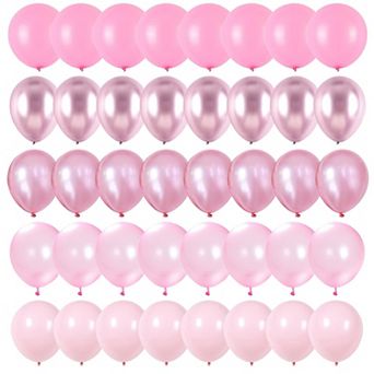 Pink Balloons Set 60 Packs 12 Inch Metallic Chrome Pink Pearl Macaron Light Pink Balloons For Girl