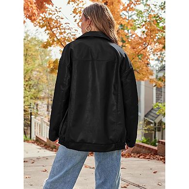 Women’s Y2K-Inspired Faux Leather Motorcycle Jacket