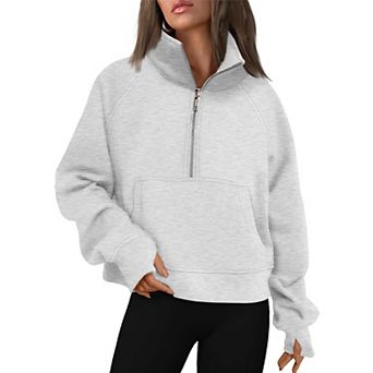 Women’s Half-Zip Cropped Fleece Hoodie Fall