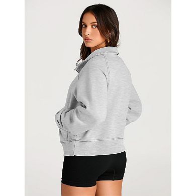 Women’s Half-Zip Cropped Fleece Hoodie Fall