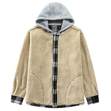 Men’s Hooded Fleece-Lined Plaid Flannel Jacket