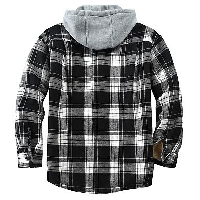 Men’s Hooded Fleece-Lined Plaid Flannel Jacket