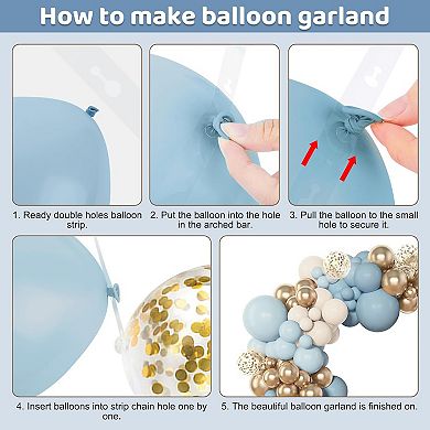 Boho Blue Garland Arch Set 153pcs Fog, Sand, Blue & Gold Balloons in Assorted Sizes for Shower