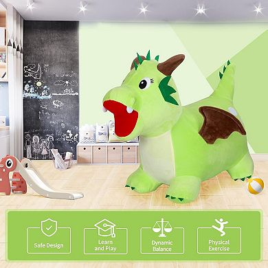 Dinosaur Hopper Toy Inflatable Bouncing Animal Ride-on Plush Dragon