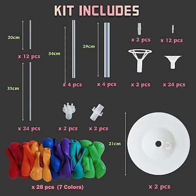 28 Pcs Balloon Column Kit Set of 2 with Stand and Base for Party Backdrops