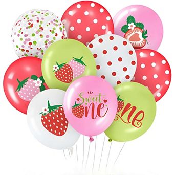 36 pc Strawberry Theme Balloons for Girl’s Sweet One Birthday Baby Shower