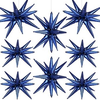 8 pc Navy Blue Star Foil Balloons for Birthday Baby Shower Wedding Graduation Party Decor