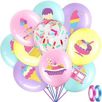 60 Pack Ice Cream Party Balloons 12 Inch Sprinkle Confetti Latex Balloons For Kids Summer Birthday