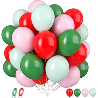 Red And Green Balloons 60 pc Christmas Party Balloons 12Inch Matte Latex For Birthday party
