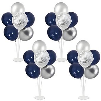 Balloon Stand With Silver Navy Blue Balloons Centerpiece Decor For Birthday Wedding Anniversary New