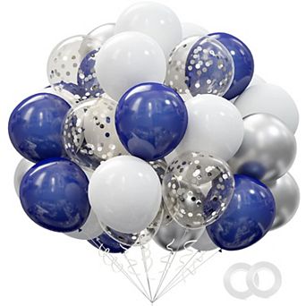 62 pc Silver Navy Blue Balloons Kit 12 Inch Party Balloons For Baby Shower Birthday Wedding