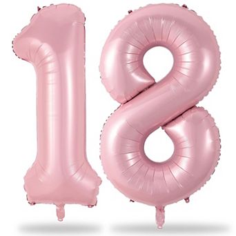18 Foil Balloons Pastel Pink 40 Inch Number 1 And 8 Helium Balloons For Girls 18th Birthday Party